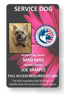 $7.99 • Buy Flower Service Dog/Emotional Support/Therapy Dog ID Card 