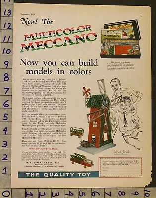 1926 Toy Model Meccano Elizabth New Jersey Electric Motor Color Windmill Ad Sq70 • $24.95
