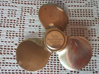 Vintage 1991 Regal Princess Inaugural Solid Brass Propeller Paperweight • $74.19