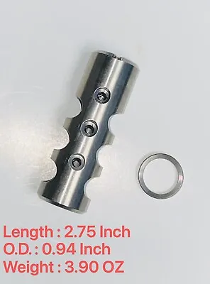 Stainless Steel 14X1 LH TPI Muzzle Brake  For 7.62X39mm With Crush Washer • $26.98