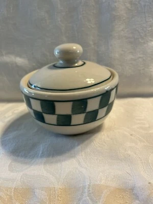 $8.20 • Buy HARTSTONE POTTERY SUGAR BOWL VTG Green Checks Checkmate