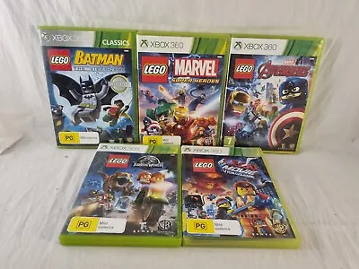 Xbox 360 Kids LEGO Game Bundle X5 Batman Marvel Jurassic World Avengers  • $40