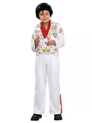 Elvis Deluxe Costume Boys Toddlers & Kids Official White Jumpsuit W Belt & Scarf • $62.85
