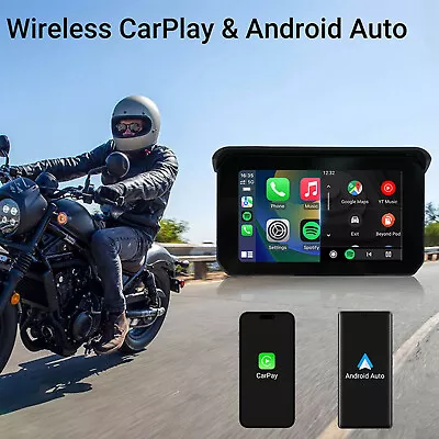 5.5  Touch Portable Motorcycle GPS Navigator Wireless Apple CarPlay Android Auto • $147.19