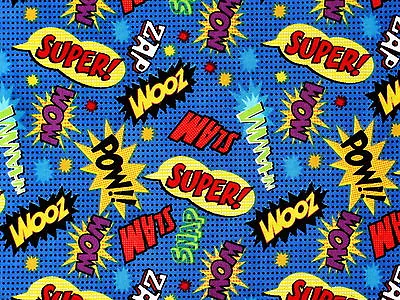 Fat Quarter Marvel Dc Comic Fabric Superhero Action Word Zoom Zap 100% Cotton Fq • $2.99