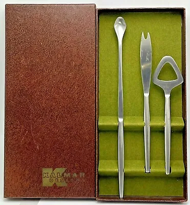 Vintage Kalmar Designs MCM Stainless 3 Piece Bar Set In Box Barware • $24.95