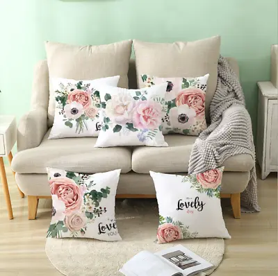 Flower Love Polyester Cushion Cover Pillow Case Home Sofa Decor 45x45 Uk • £3.19