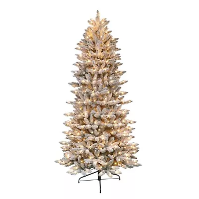 Puleo 9 Ft. Pre-Lit Slim Flocked Fraser Fir Artificial Christmas Tree - New • $349.99