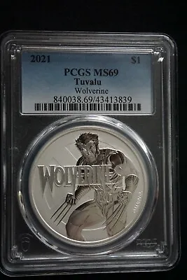 2021 Tuvalu WOLVERINE 1 Oz Silver Dollar Coin PCGS MS 69 / MARVEL X MEN • $100