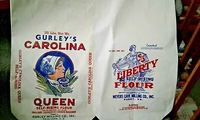 $16.99 • Buy Lot Of 3 Nos 25 Lbs. Flour Bags Liberty, Queen , Gurley Va. N.C.