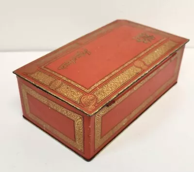 $14.95 • Buy VINTAGE Johnston's Chocolate Advertising Tin Candy Box Top Hinged Lid Orange/Red