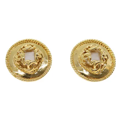 CHANEL COCO Mark Earring Gold CC Auth Ar7354 • £277.85