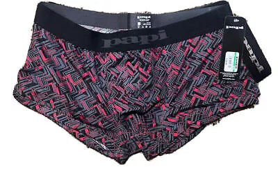 Papi Red/grey Brazailian Modern Stretch Trunk Underwear Size M Bnwt 626597-974 • $5.99