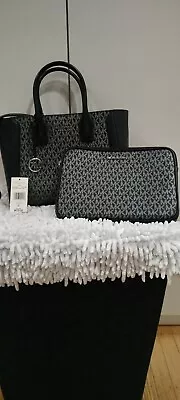 Michael Kors Kali Md Satchel Shoulder Bag + Ipad Case Mk Silver Glitter/black • $150