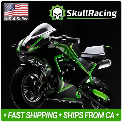 SkullRacing Gas Powered Mini Pocket Bike Motorcycle 50RR (Green) • $399