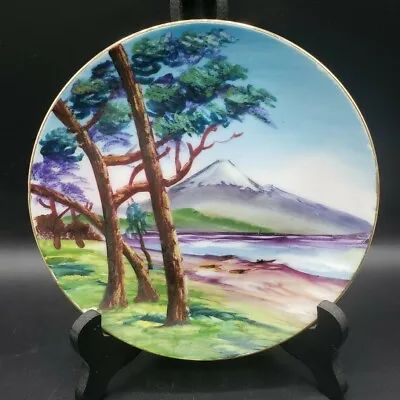 Vintage 7.5  Hand Painted Hanging Wall Plate Artistic Décor Mountain Scene • $2.84