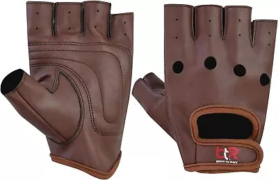 Men's Vegan Pu Leather Driving Gloves Fingerless Fashion Classic • $10.99