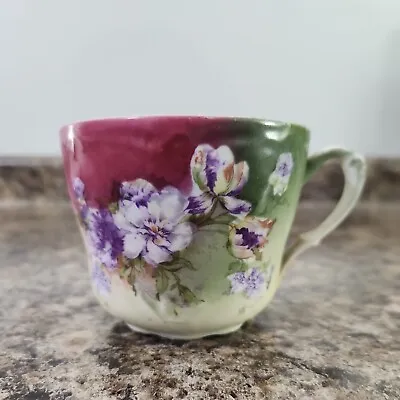 Vintage Mustache Saver Coffee Tea Cup Mug Floral Porcelain • $8.99