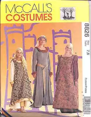 £8.27 • Buy 8826 UNCUT McCalls SEWING Pattern Medieval Misses Girls Dress Halloween Costume