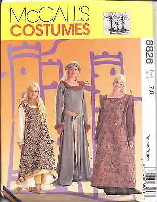 8826 UNCUT McCalls SEWING Pattern Medieval Misses Girls Dress Halloween Costume • $9.99