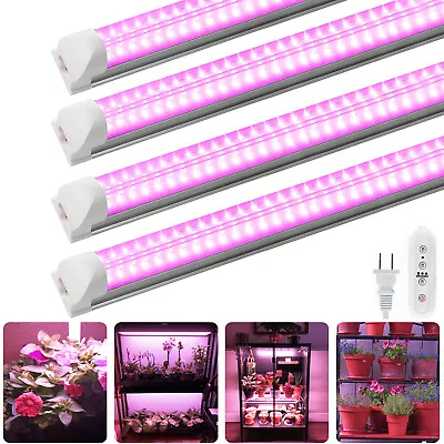 4 Pack 2FT T8 20W LED Grow Light Fixture 500W Equivalent Full Spectrum Lamp US • $39.94