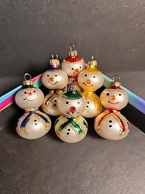 6 Miniature Snowman Blown Glass Christmas Tree Ornaments 2  • $19.99
