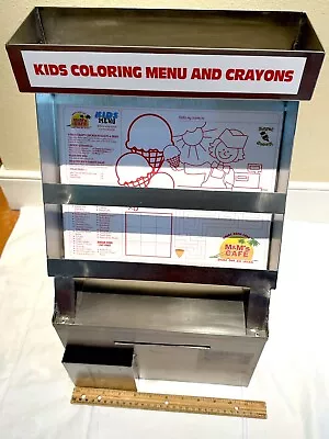 Stainless Steel 8 1/2” X 11” Paper Menu Holder W/ Crayon/Pen Holder Lock Box  • $25