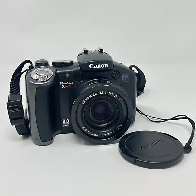 Canon PowerShot S5 IS 8.0MP 12x Zoom Flip Screen Compact Digital Bridge Camera • $59.99