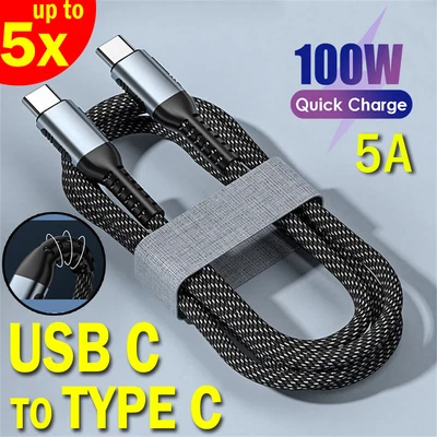 $8.99 • Buy 100W USB C To Type C Charger Cable 5A Fast Charging Lead Data Cord For Samsung