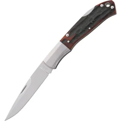 Moki Lockback Folding Knife VG10 Steel Blade Amber Bone Stag/Stainless Handle • $263.59