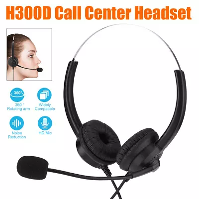 Call Center Headset Customer Service Headphone Noise Reduction With Microphone • £11.63