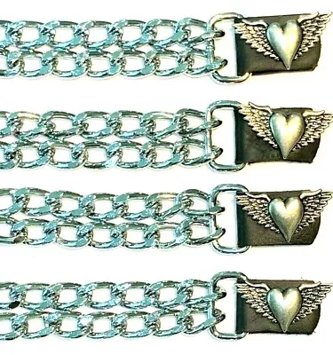 4 Heart & Wings Ladies Diamond Cut Chrome Motorcycle Vest Extenders Made In Usa • $23.99