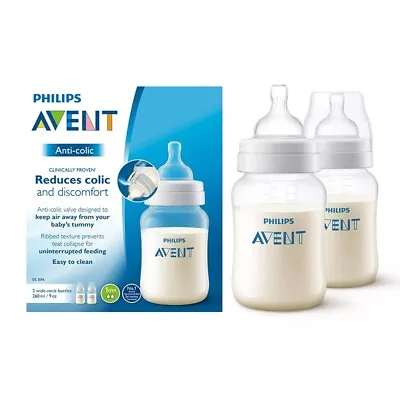 Philips Avent Feeding Bottle 260mL Baby Toodler Anti Colic Easy Clean Pack Of 2 • $24.95