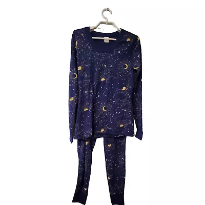 Hanna Andersson Pajamas Womens  M Long John Navy Sun Sky Pants Top • $29.97