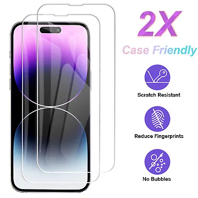 $3.95 • Buy 2X For IPhone 14 13 12 11 Pro Max XR X XS 8 7 6 6s Plus Glass Screen Protector
