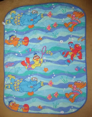 $34.99 • Buy Vtg Sesame Street Muppets Quilted Baby Blanket Crib Comforter 42x55 Underwater