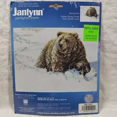 NEW Rare Vintage Janlynn Cross Stitch Kit  Heavy Going Grizzly  023-0279 2005 • $35.49