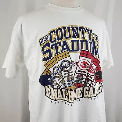 Vintage Milwaukee Brewers County Stadium Last Home Game T-Shirt XL Logo Athletic • $32.99