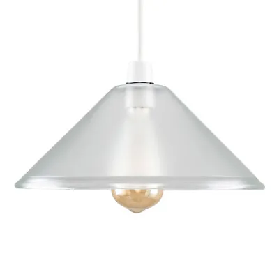 Ceiling Light Shade Modern Tapered Frosted Glass Pendant Lampshade Living Room • £13.49