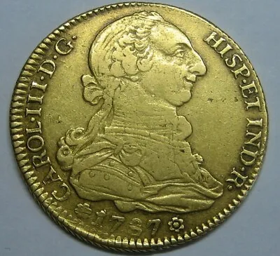 1787 Sevilla 4 Escudos Charles Iii Gold Spain Doubloon Spanish Colonial Era  • $1299