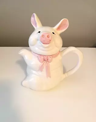 £11.73 • Buy Handmade SUPER CUTE COUNTRY Pig WHITE CERAMIC TEAPOT