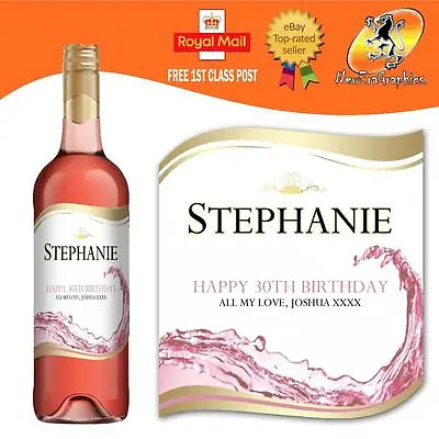 £3.25 • Buy Personalised Rose Wine Bottle Label Birthday Any Occasion Gift