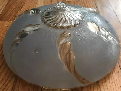 Blue Nautilus Shell Thick Glass Vintage Ceiling Light Cover Shade Dome 11” EUC • $35.49