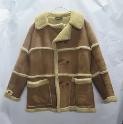 VTG 60 70s Golden Bear Brown Suede Leather Shearling Sherpa Marlboro Jacket Coat • $399.95