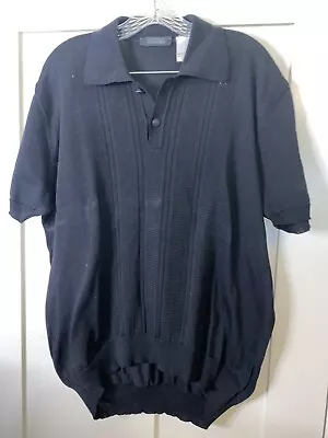 Vintage Versace Classic V2 Button Polo Casual Shirt Size L-XL Mens Knit Black • $26