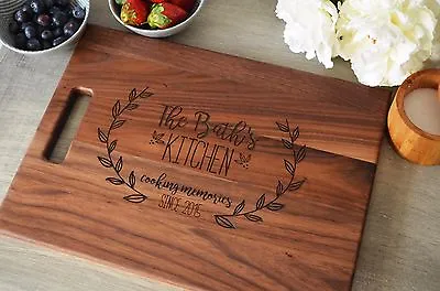 Personalized Laser Engraved Wood Cutting Board With Laurel Wreath • $49.99