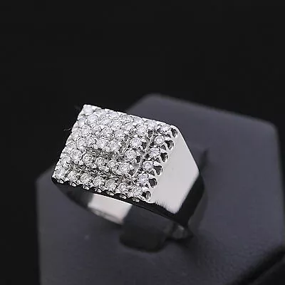 14K White Gold Glamorous Engagement Wedding Men's Ring 2.07 Ct Simulated Diamond • $314.85