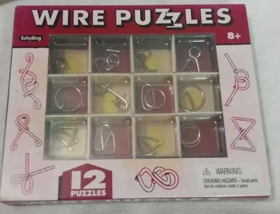 Wire Puzzles 12 Brain Teaser Mind Game Toy Steel Metal IQ Test Magic Trick Age8+ • $7.99