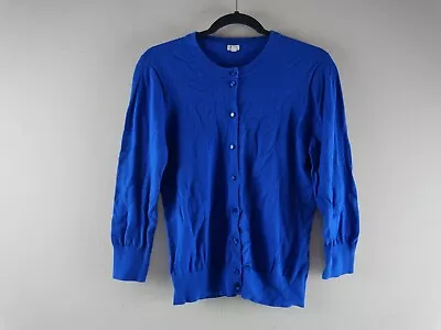 J. CREW Women's L Cotton Blue Long Sleeve Cardigan Crew Neck Light Sweater • $17.99