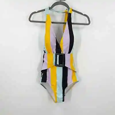 Modcloth Surplice One Piece Swim Suit XS Retro Vintage Inspired Halter Neck MCM • $19.99